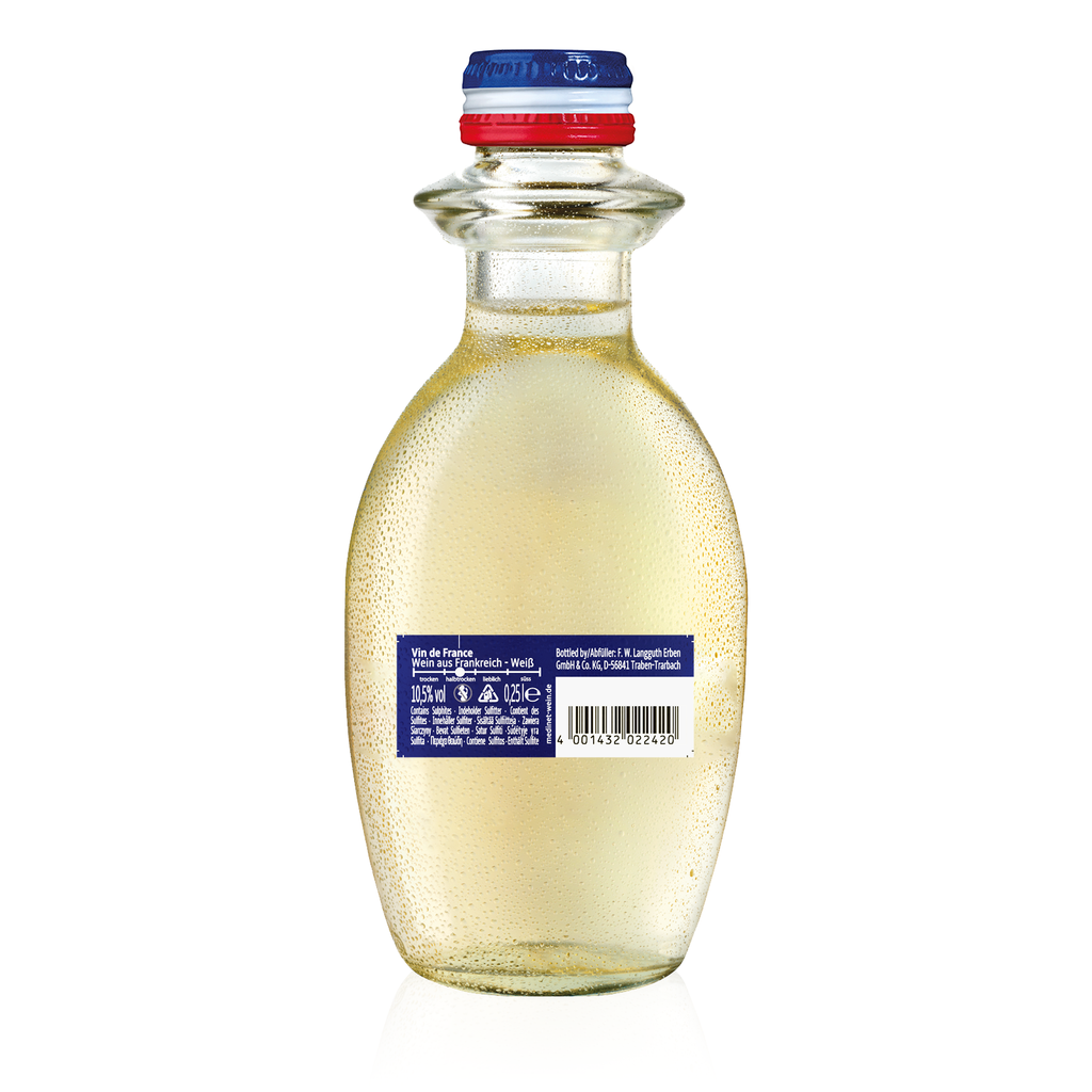 Rückansicht MEDINET Blanc Halbtrocken 0,25l - halbtrockener Weißwein aus Frankreich im Kleinflaschenformat