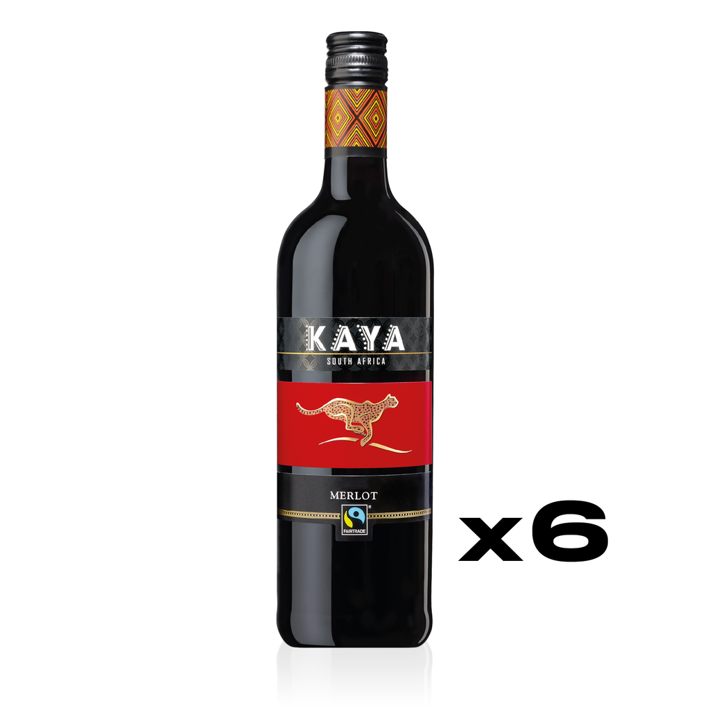 KAYA Fairtrade Merlot Trocken 0,75l - trockener Rotwein aus Südafrika - 6er Karton 