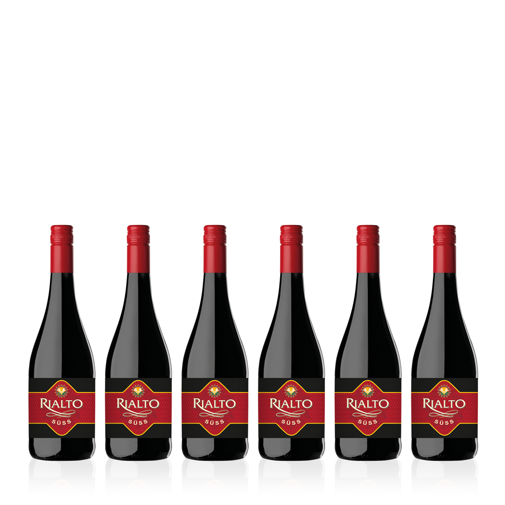 Sechs Flaschen RIALTO Rotwein Süß 0,75l - süßer Rotwein aus der EU