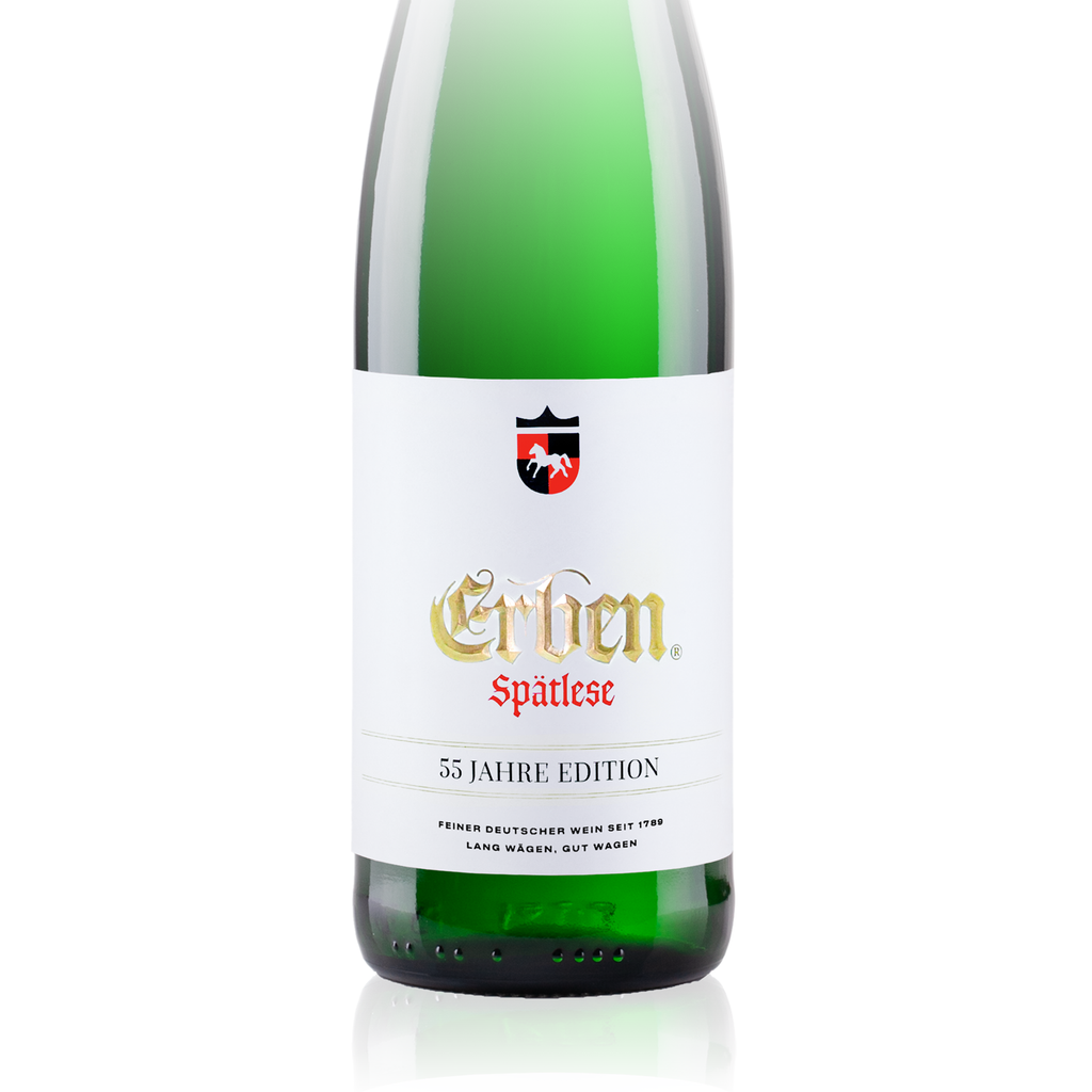 ERBEN Spätlese Riesling 2018 - 55 Jahre Limited Edition 0,75l - Detailansicht Vorderetikett - Prädikatswein 