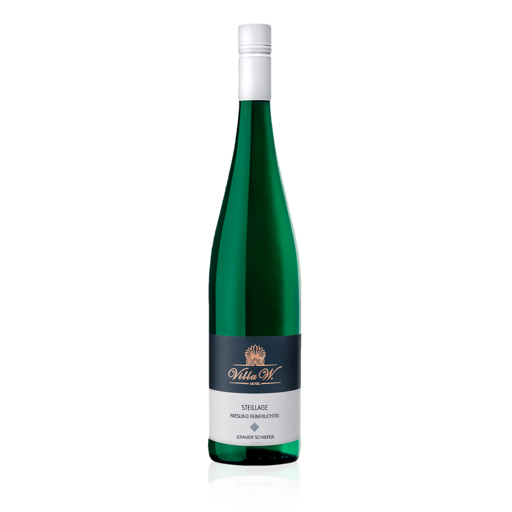 VILLA W. Steillage Riesling Grauer Schiefer Feinfruchtig 0,75l - Weißwein aus Deutschland - Halbtrocken 